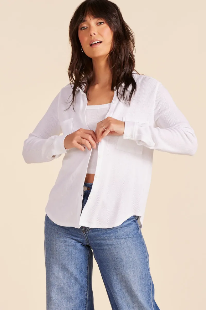 Tops*bobi Los Angeles COLLARED BUTTON DOWN WHITE