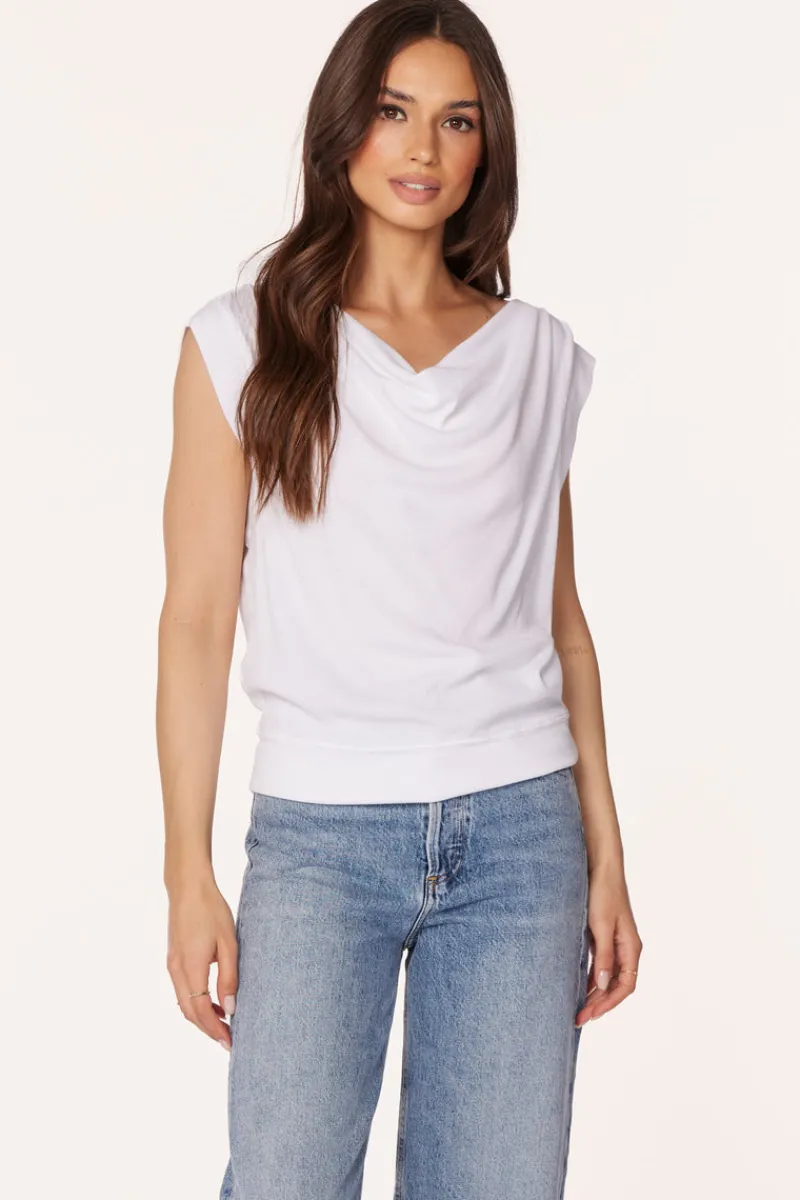 Tanks|Tops*bobi Los Angeles COWL BANDED TANK WHITE