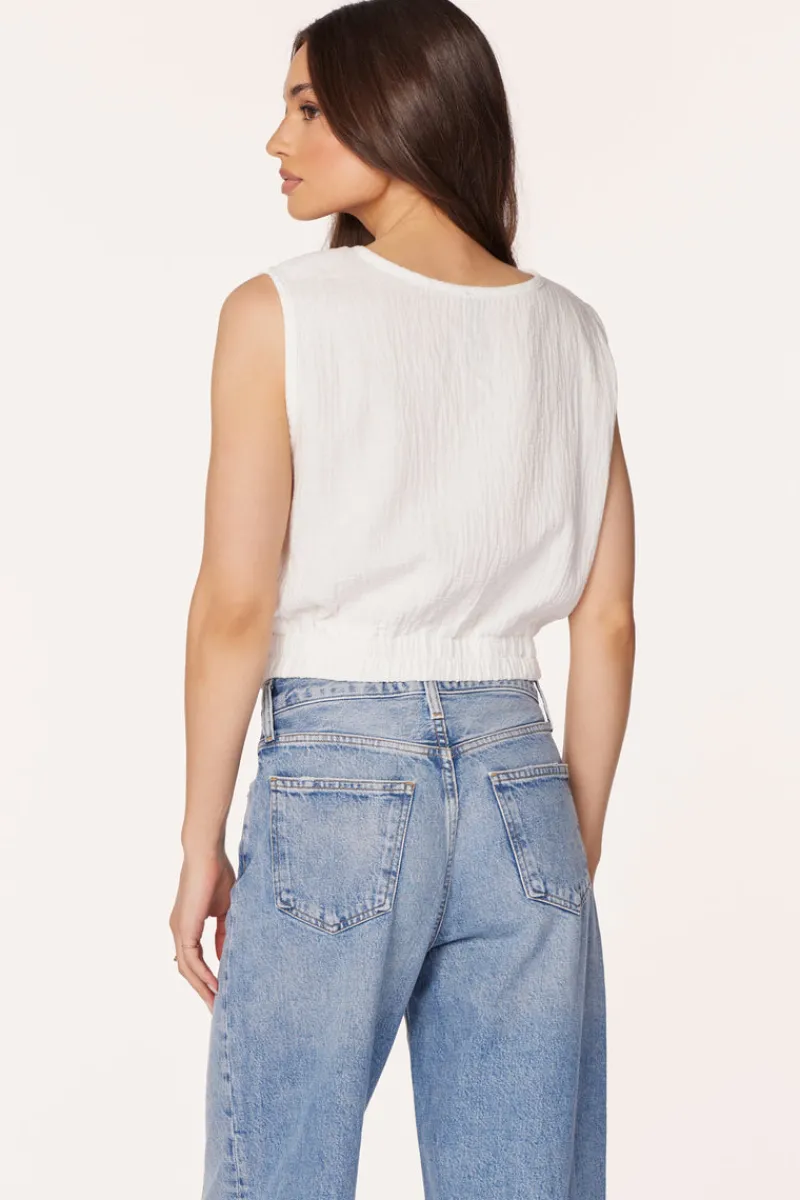 Tanks*bobi Los Angeles CREWNECK TANK WITH ELASTIC HEM CREAM