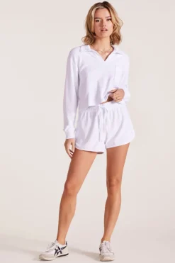 Bottoms*bobi Los Angeles DRAWSTRING DOLPHIN SHORTS WHITE