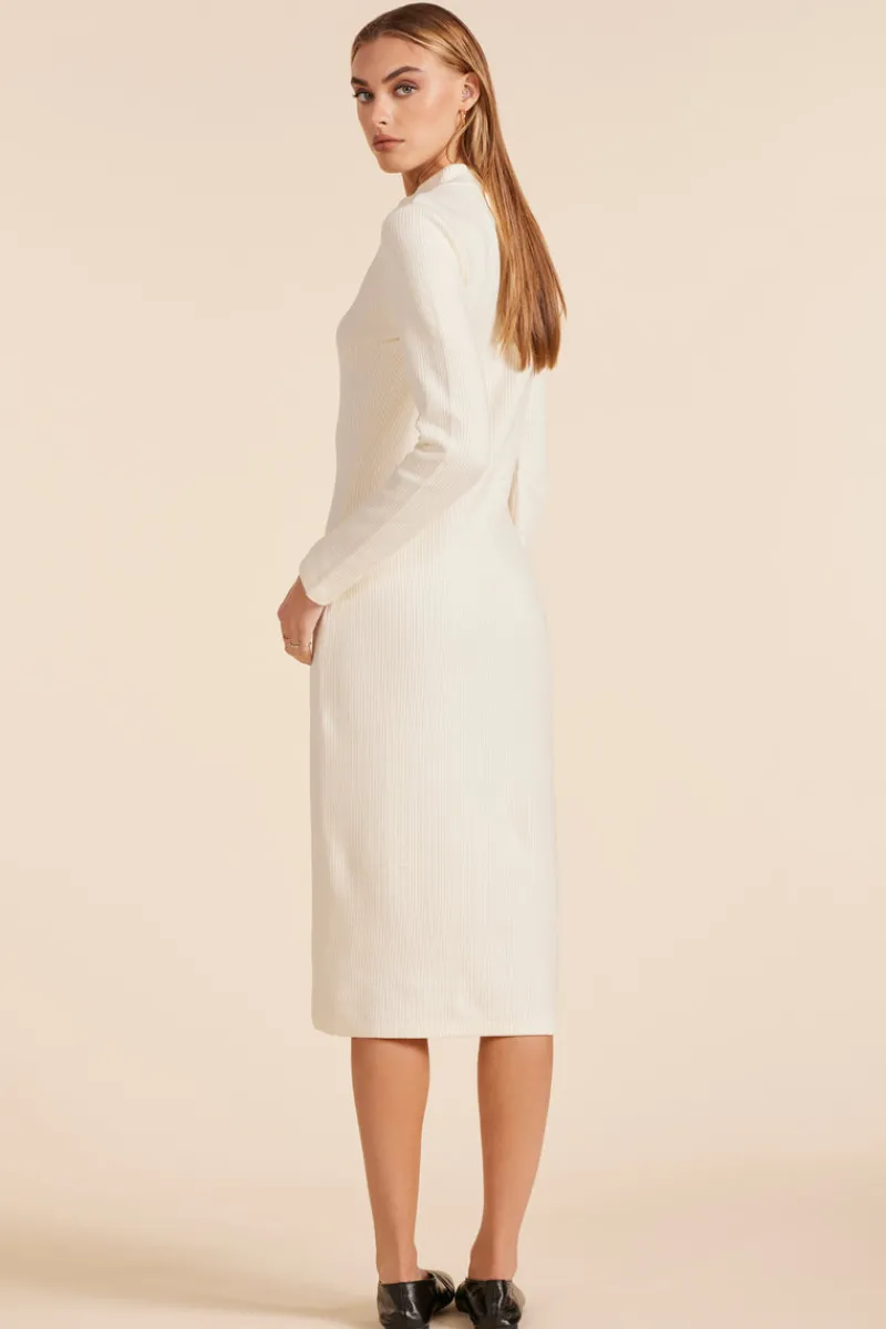 Dresses*bobi Los Angeles FITTED LONG SLEEVE MIDI DRESS MACADAMIA