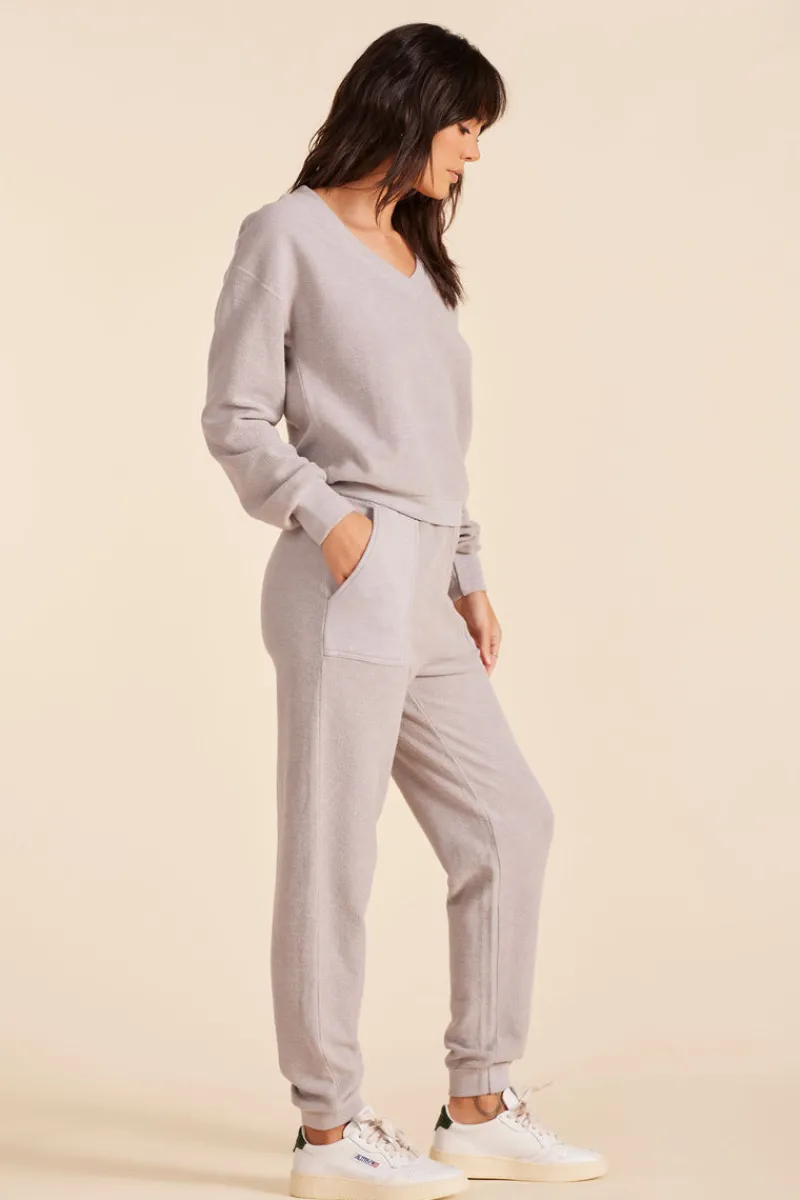 Bottoms*bobi Los Angeles JOGGER PANTS WITH PATCH POCKETS PEBBLE