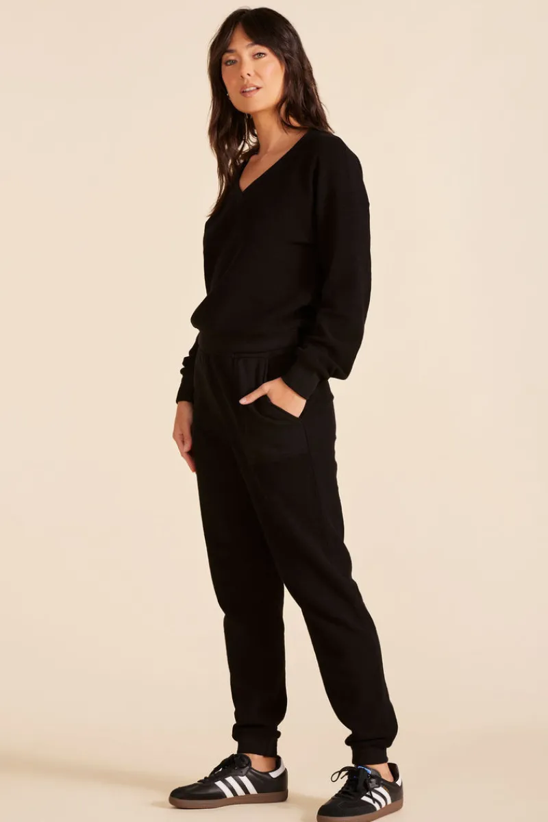 Bottoms*bobi Los Angeles JOGGER PANTS WITH PATCH POCKETS BLACK