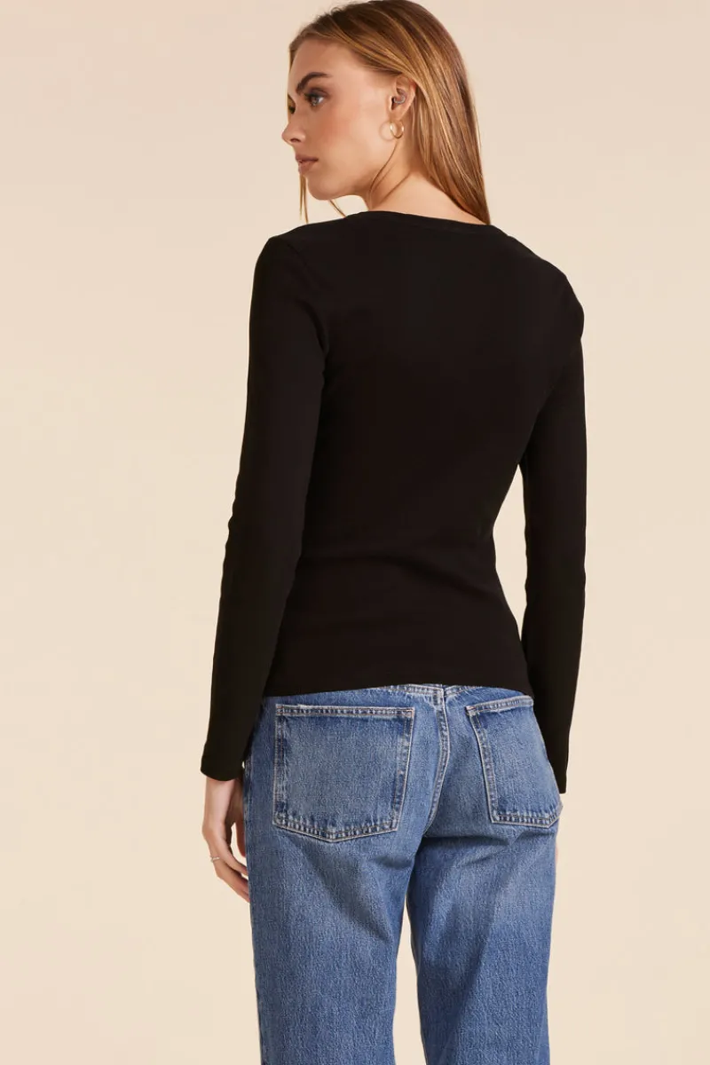 Tops*bobi Los Angeles LONG SLEEVE SCOOPNECK TEE BLACK