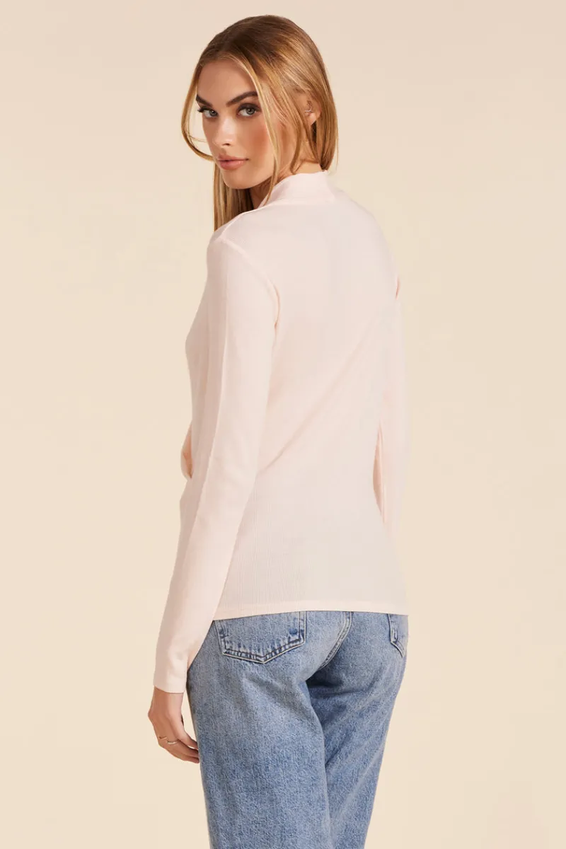 Tops*bobi Los Angeles LONG SLEEVE SURPLICE TOP BALLET PINK