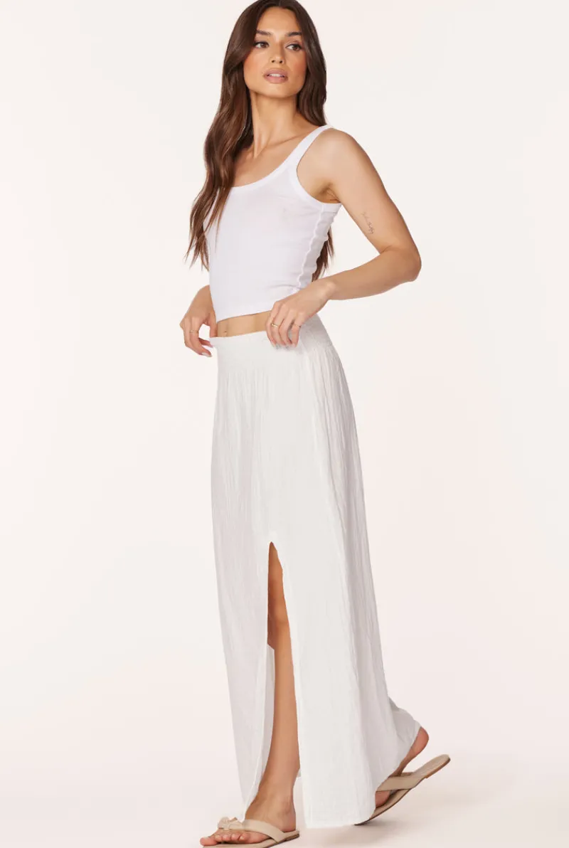 Bottoms*bobi Los Angeles MAXI SKIRT WITH FRONT SLIT CREAM