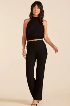 Tanks|Tops*bobi Los Angeles MOCK TIE NECK OPEN BACK TOP BLACK