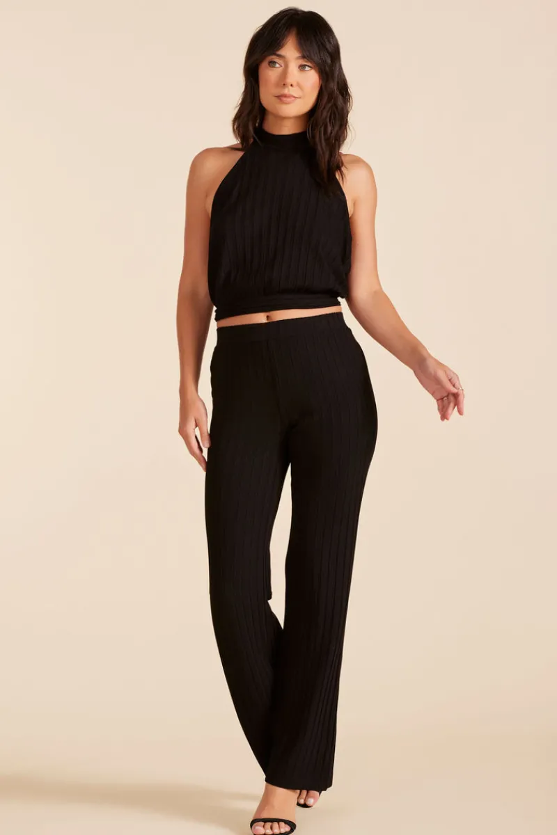Tanks|Tops*bobi Los Angeles MOCK TIE NECK OPEN BACK TOP BLACK
