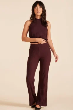Tanks|Tops*bobi Los Angeles MOCK TIE NECK OPEN BACK TOP BROWN