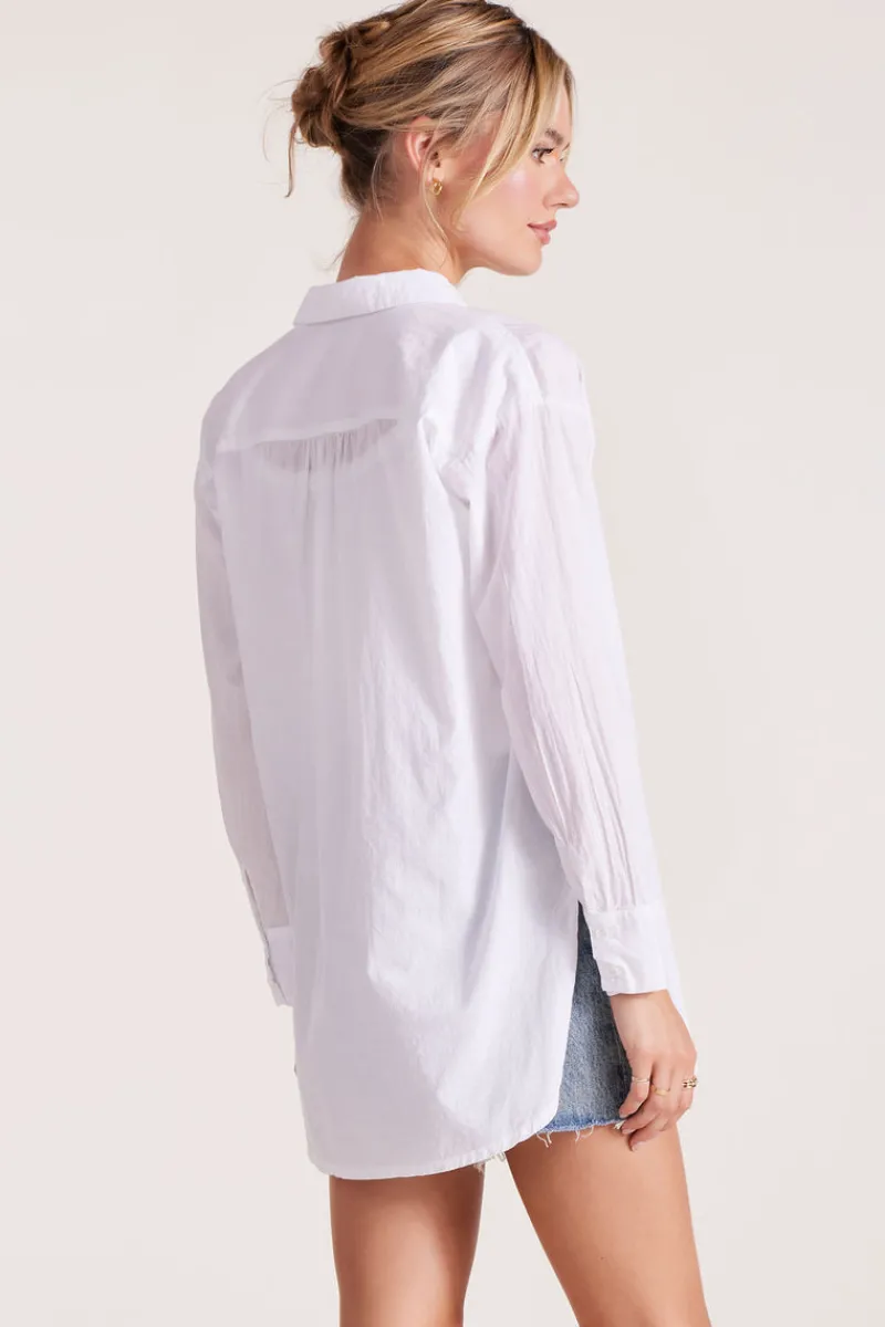 Tops*bobi Los Angeles OVERSIZED BUTTON FRONT TUNIC WHITE