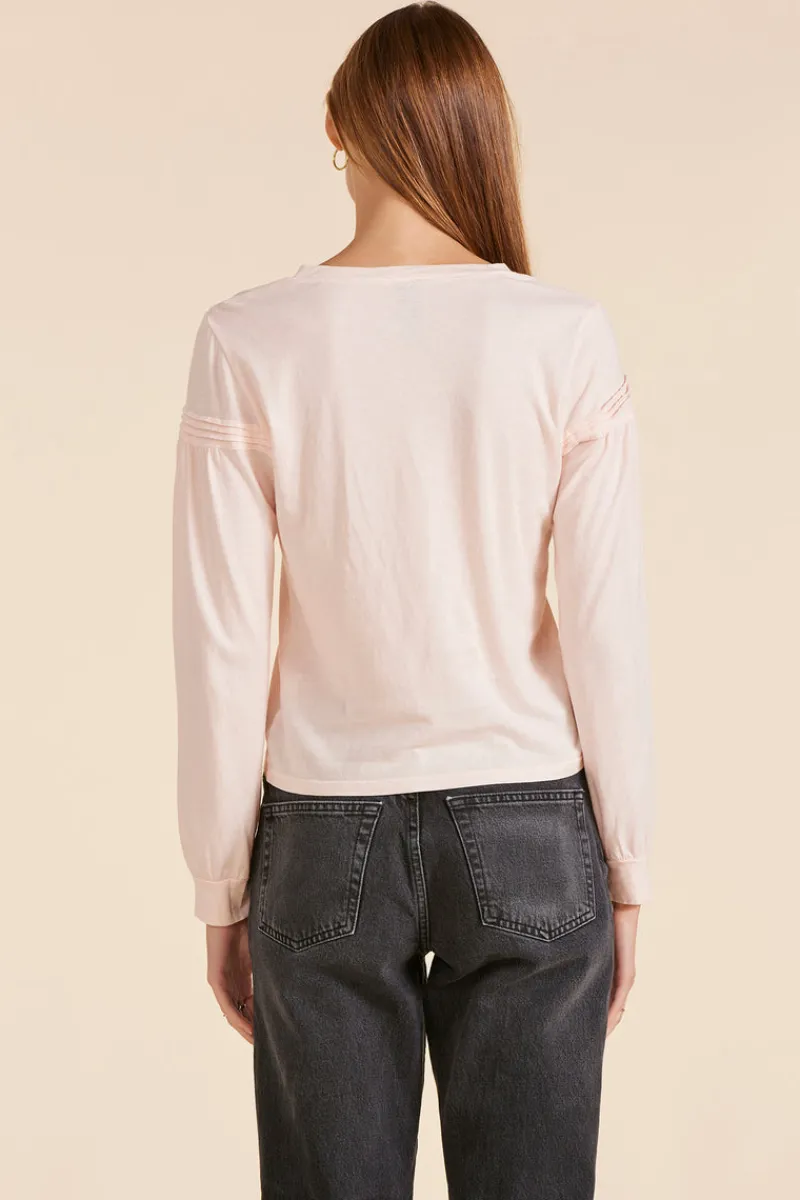 Tops*bobi Los Angeles PINTUCK DETAIL TEE BALLET PINK
