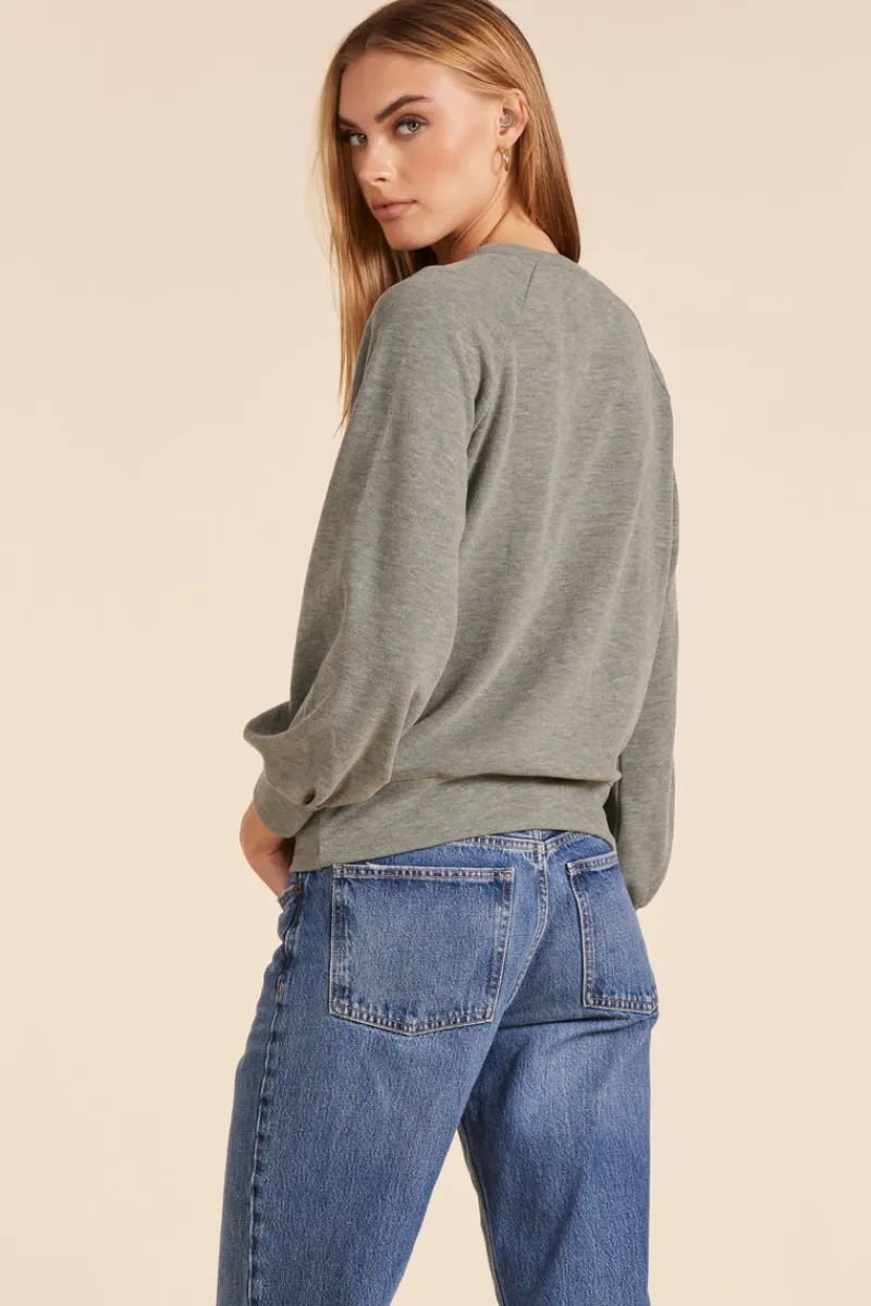 Sweaters|Tops*bobi Los Angeles PLEAT SLEEVE CREWNECK SWEATSHIRT ARMY