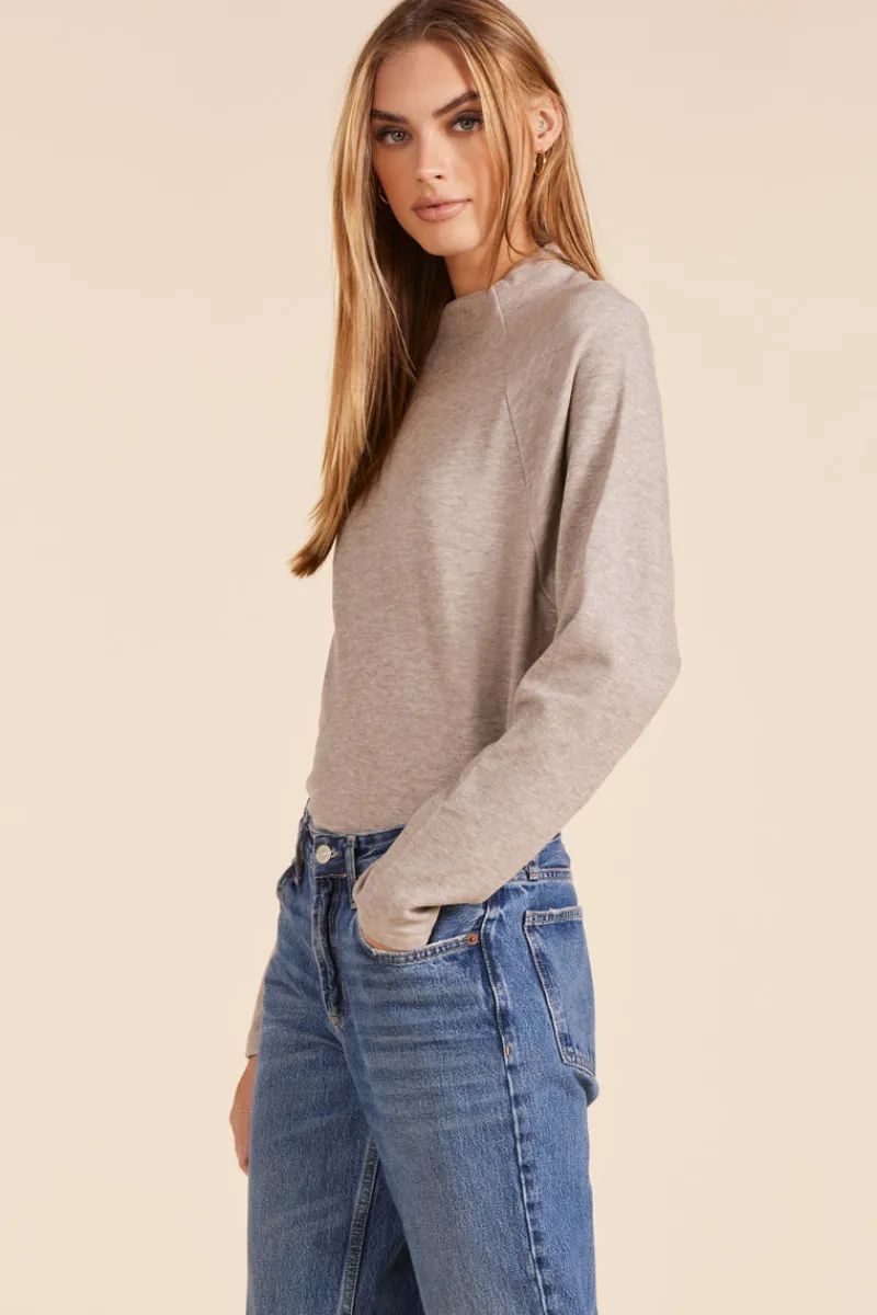 Sweaters|Tops*bobi Los Angeles RAGLAN MOCK NECK TOP TAN