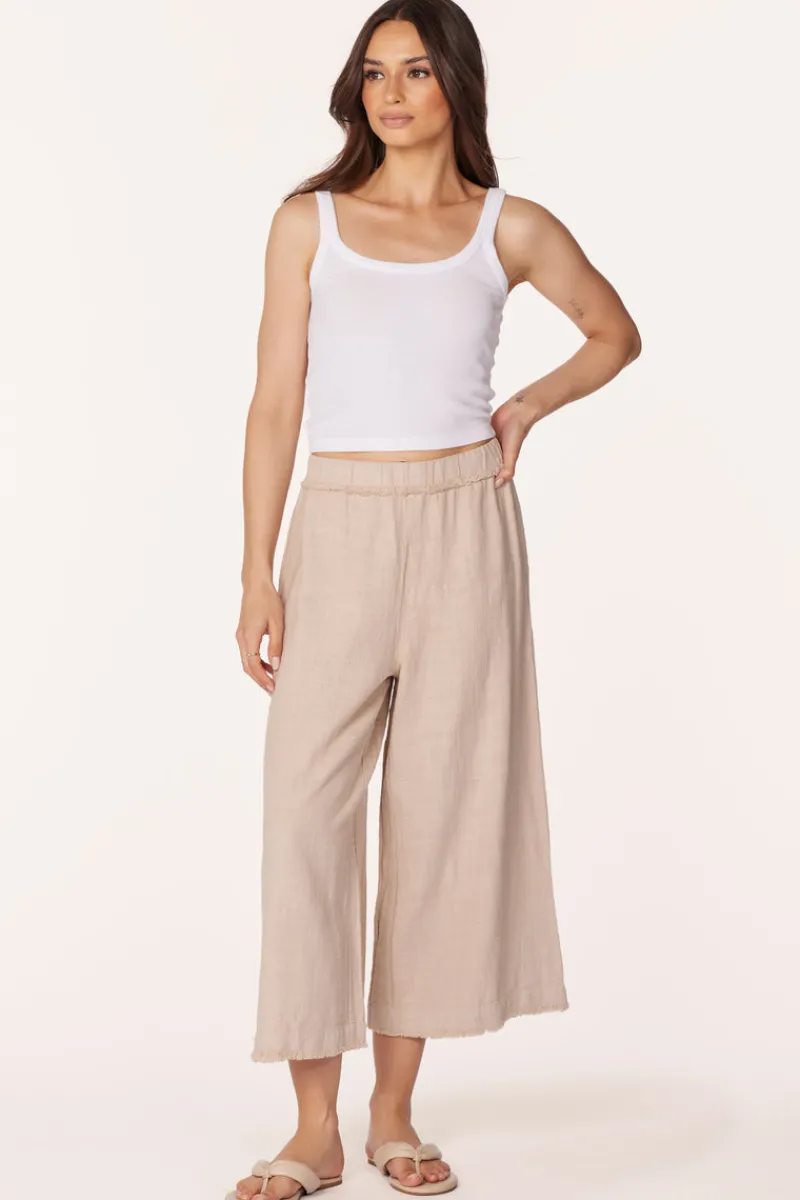 Bottoms*bobi Los Angeles RAW EDGE CROPPED PANT SANDY