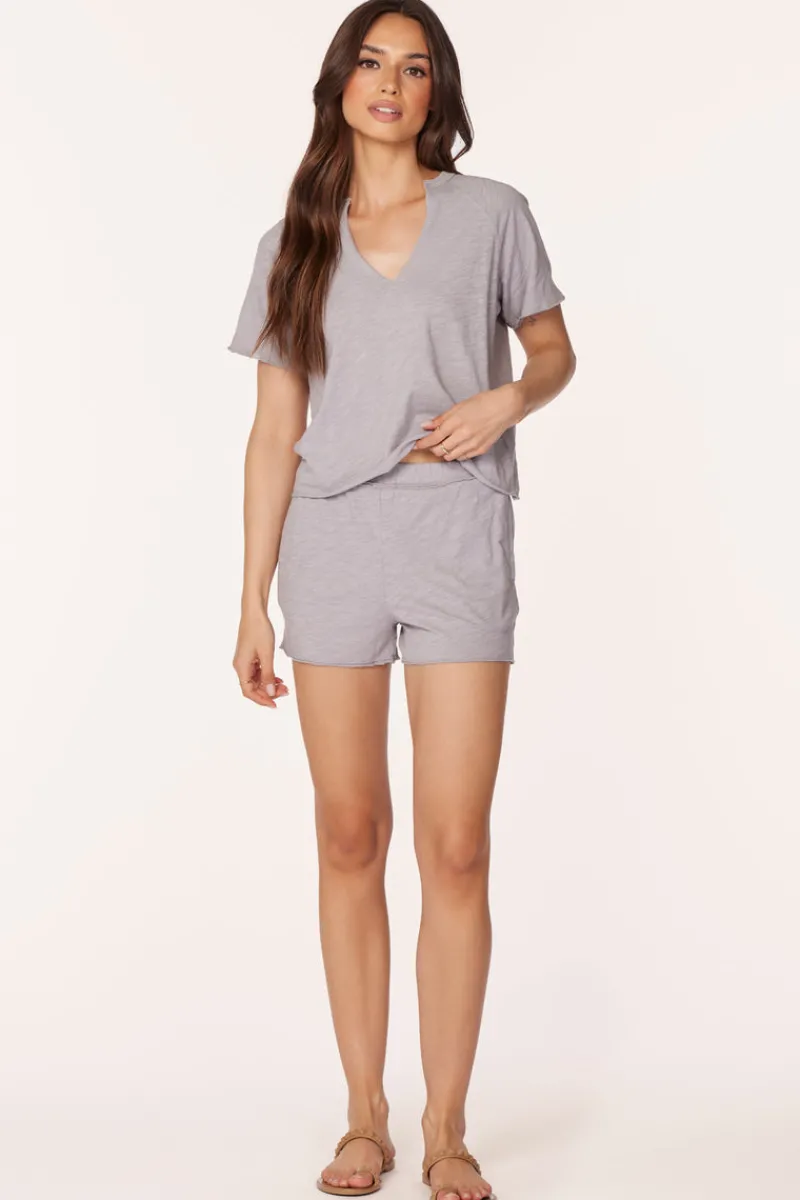 Bottoms*bobi Los Angeles RAW EDGE DETAIL SHORTS PEBBLE