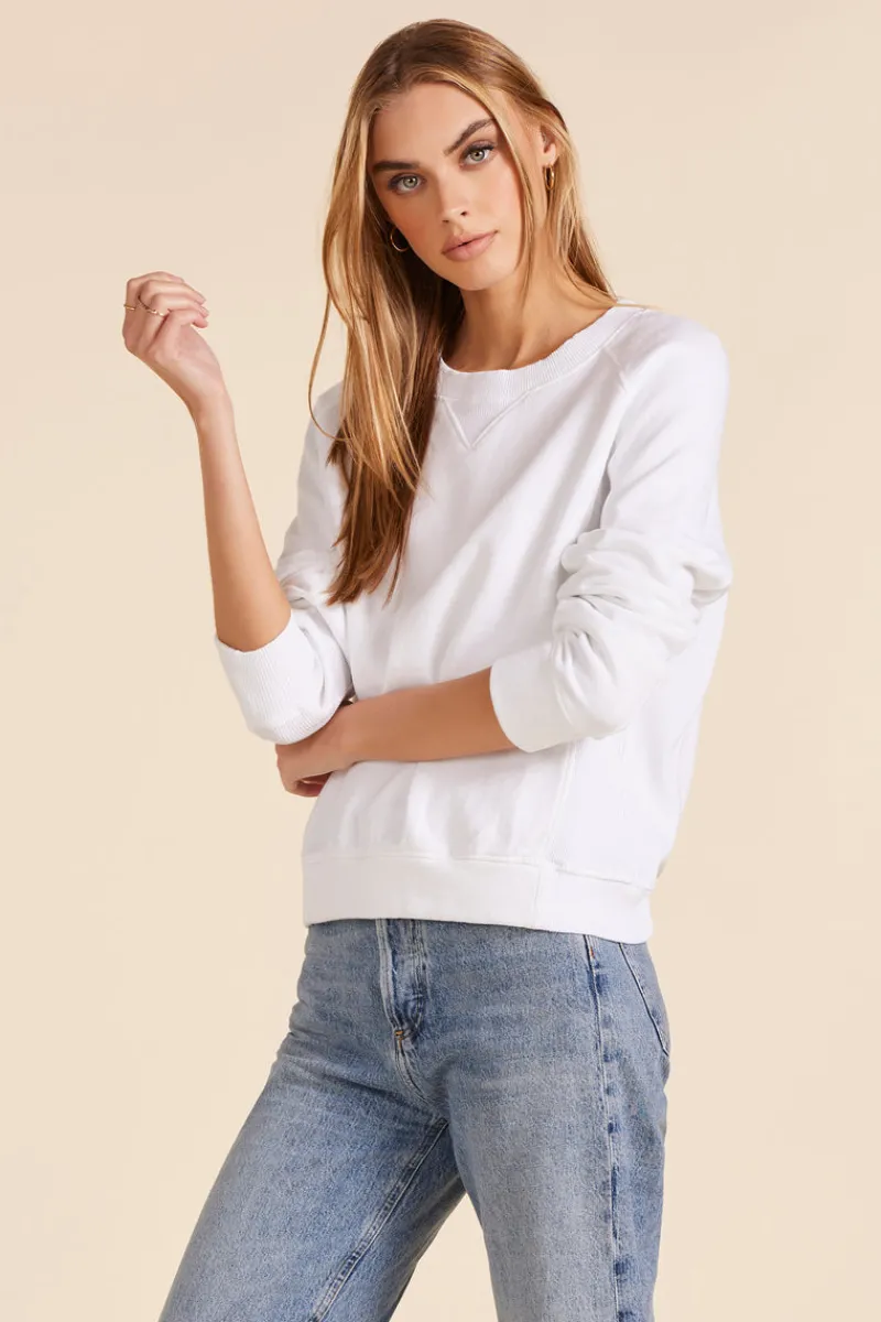 Sweaters|Tops*bobi Los Angeles RIB MIX CREWNECK SWEATSHIRT WHITE