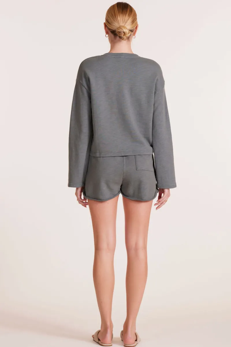 Bottoms*bobi Los Angeles ROLL CUFF TIE WAIST SHORT DK SAGE