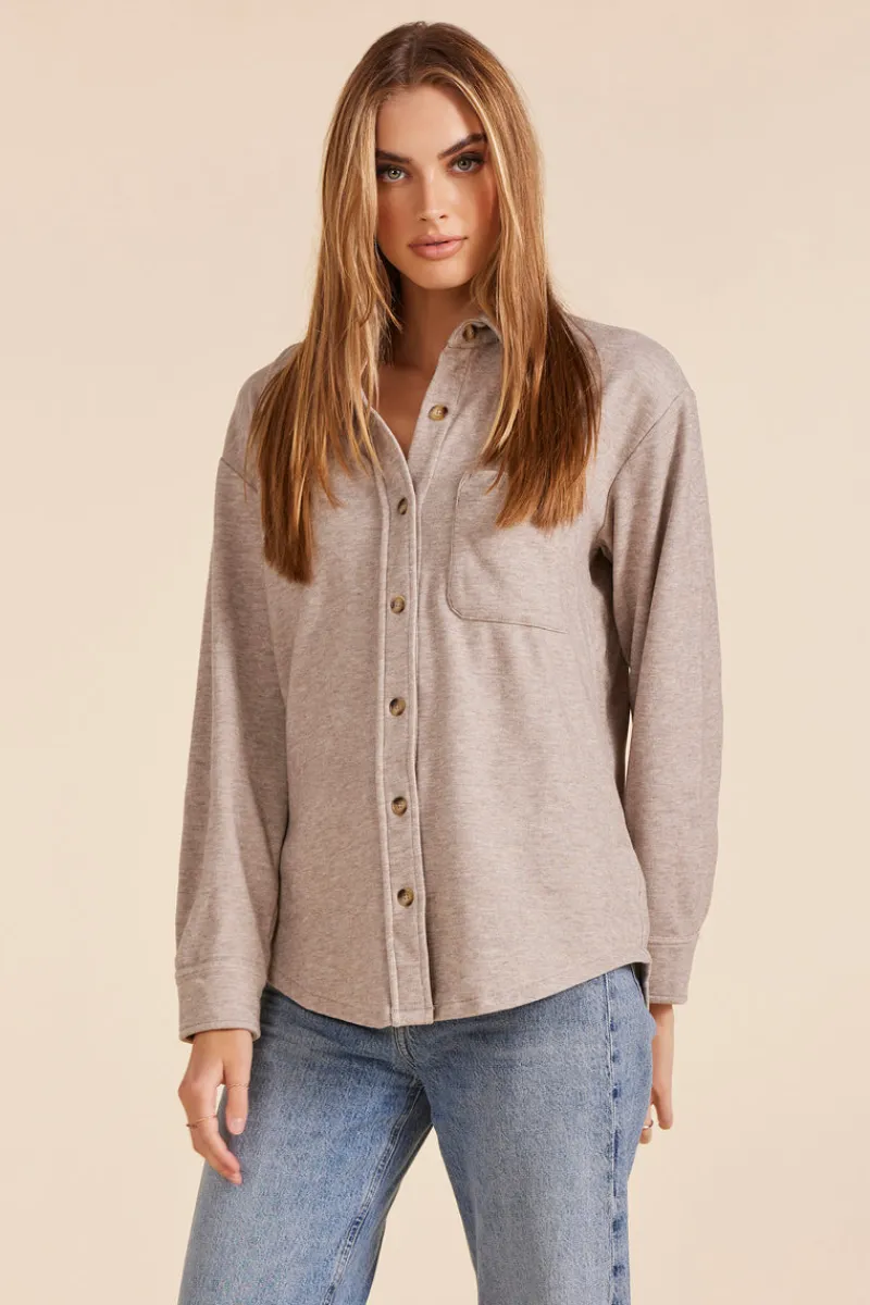 Outerwear|Tops*bobi Los Angeles SHACKET WITH POCKET TAN