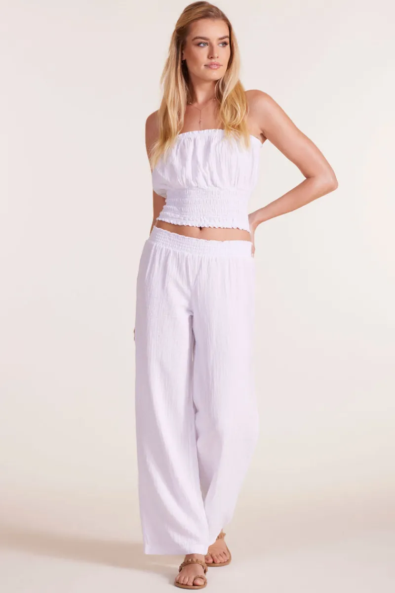 Tops*bobi Los Angeles SHIRRED DETAIL TUBE TOP WHITE