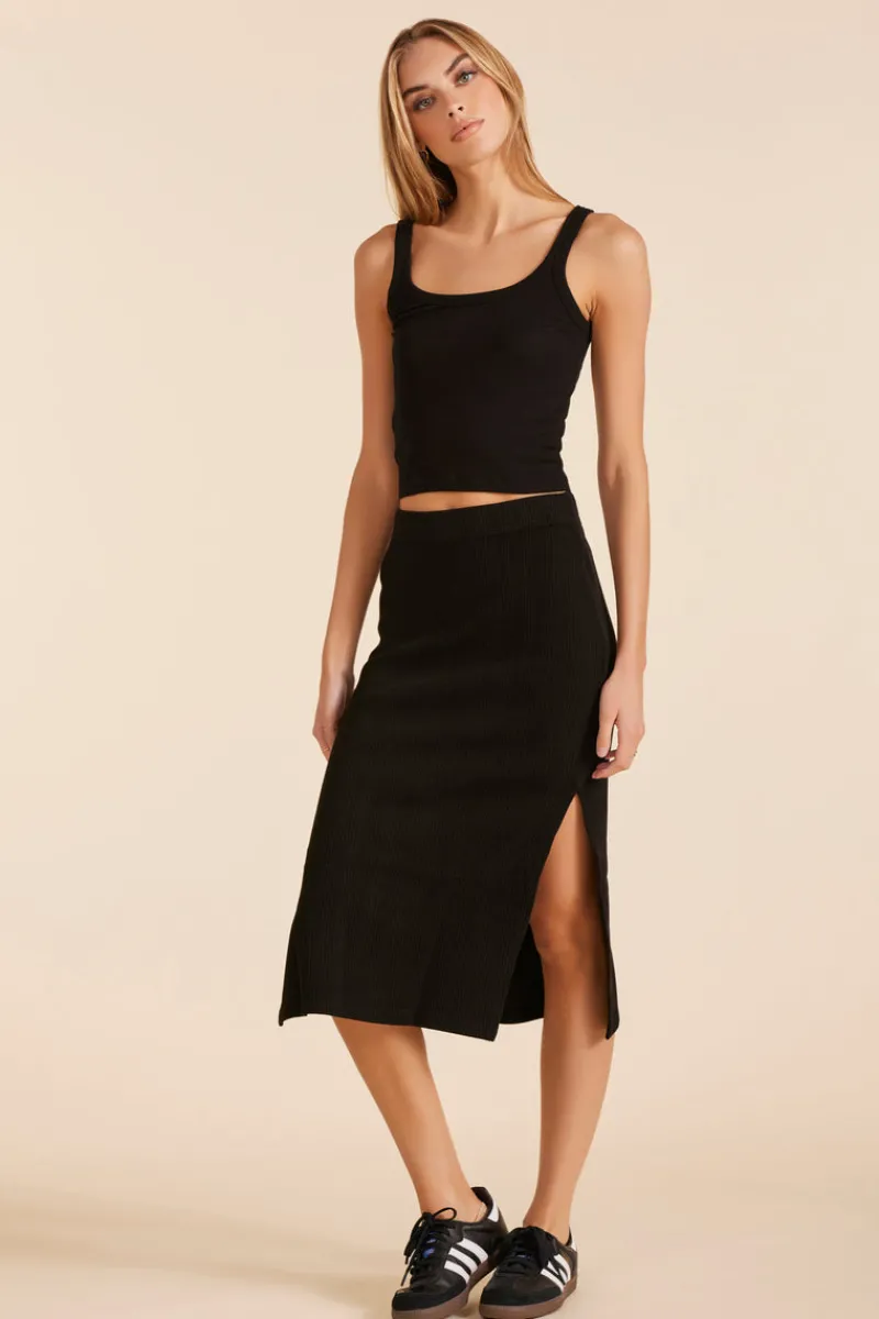 Bottoms*bobi Los Angeles SIDE SLIT SKIRT BLACK