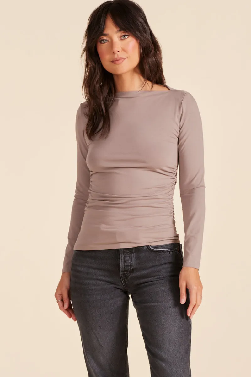 Tops*bobi Los Angeles SLASH NECK TOP MUSHROOM