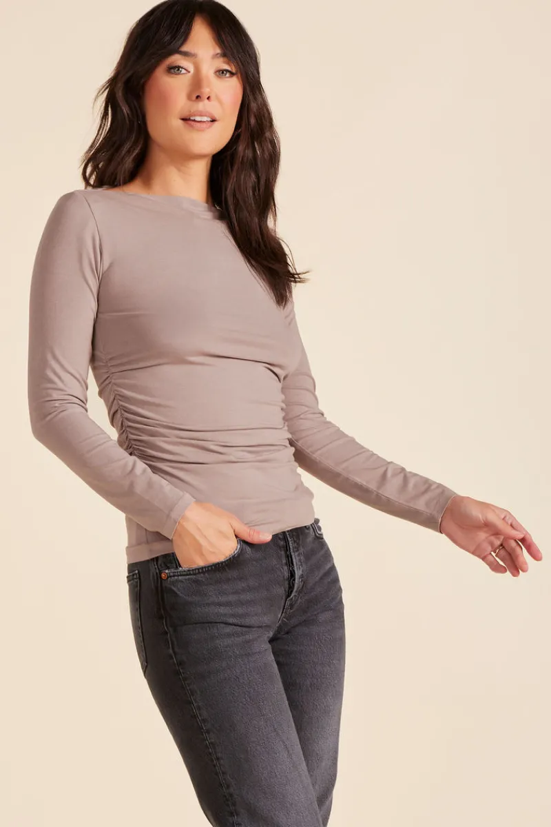 Tops*bobi Los Angeles SLASH NECK TOP MUSHROOM