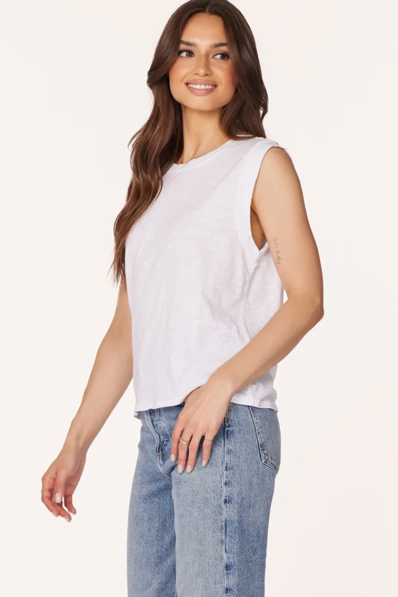 Tanks*bobi Los Angeles SLEEVELESS CREWNECK TOP WHITE
