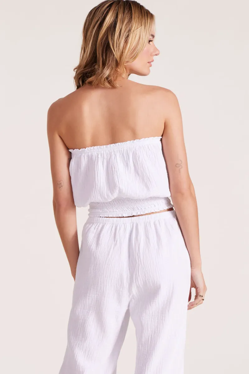Tops*bobi Los Angeles SMOCKED TUBE TOP WHITE