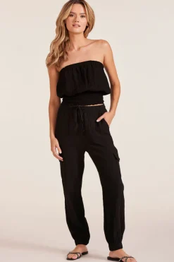 Tops*bobi Los Angeles SMOCKED TUBE TOP BLACK