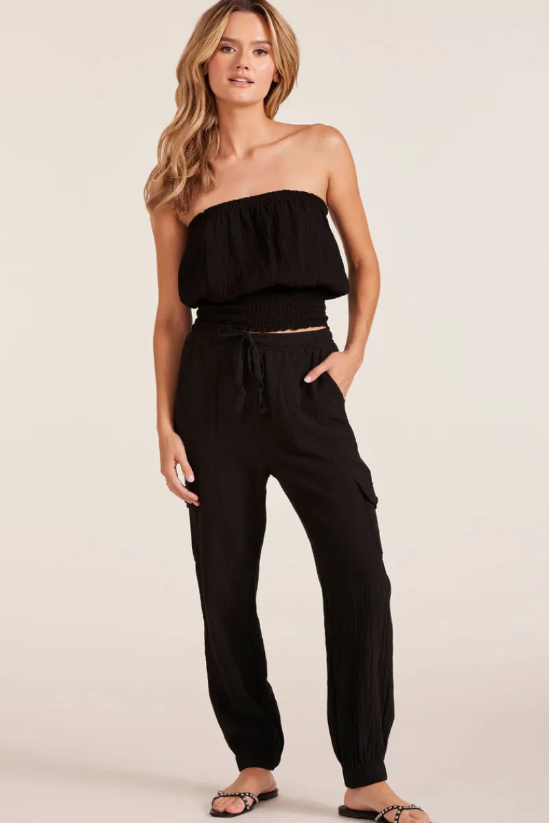 Tops*bobi Los Angeles SMOCKED TUBE TOP BLACK