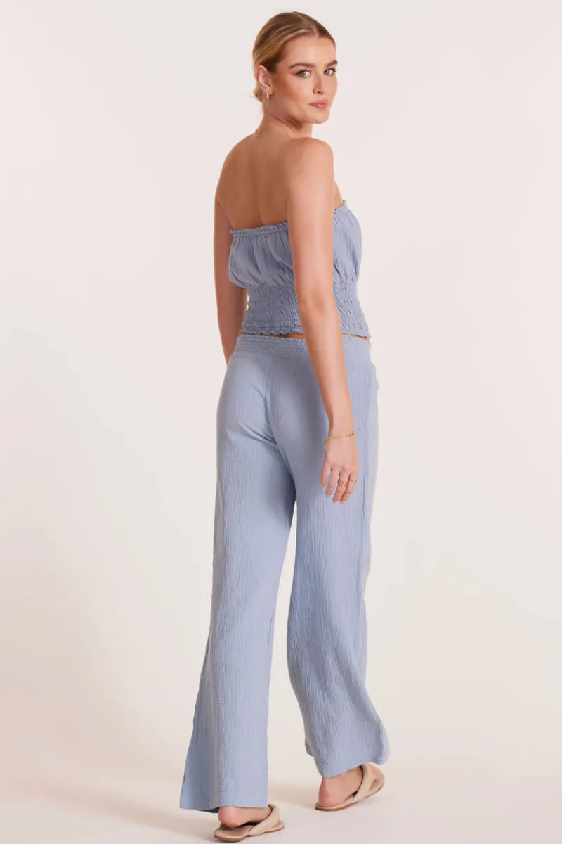 Bottoms*bobi Los Angeles SMOCKED WAIST WIDE LEG PANT WATER