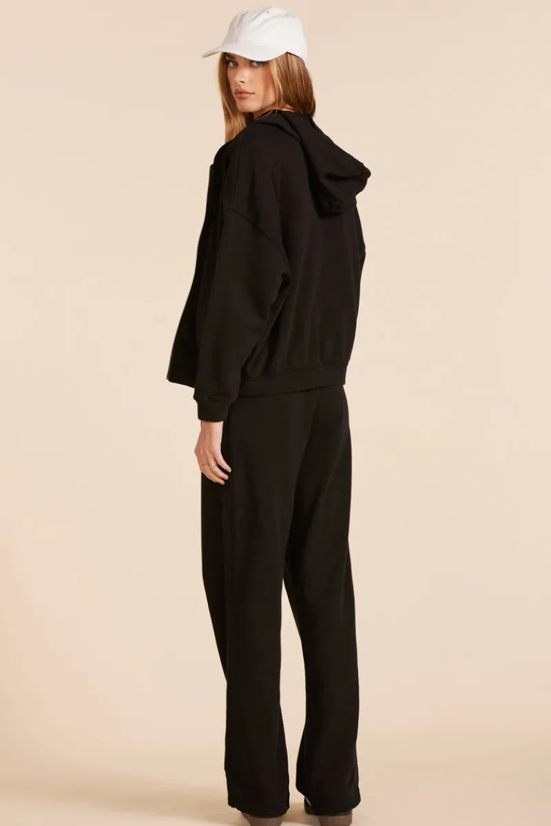 Bottoms*bobi Los Angeles STRAIGHT LEG HIGH WAIST SWEATPANT BLACK