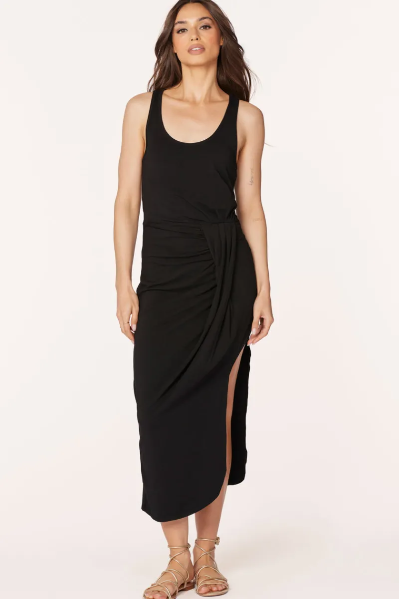 Dresses*bobi Los Angeles TANK DRESS WITH ASYMMETRICAL SKIRT BLACK