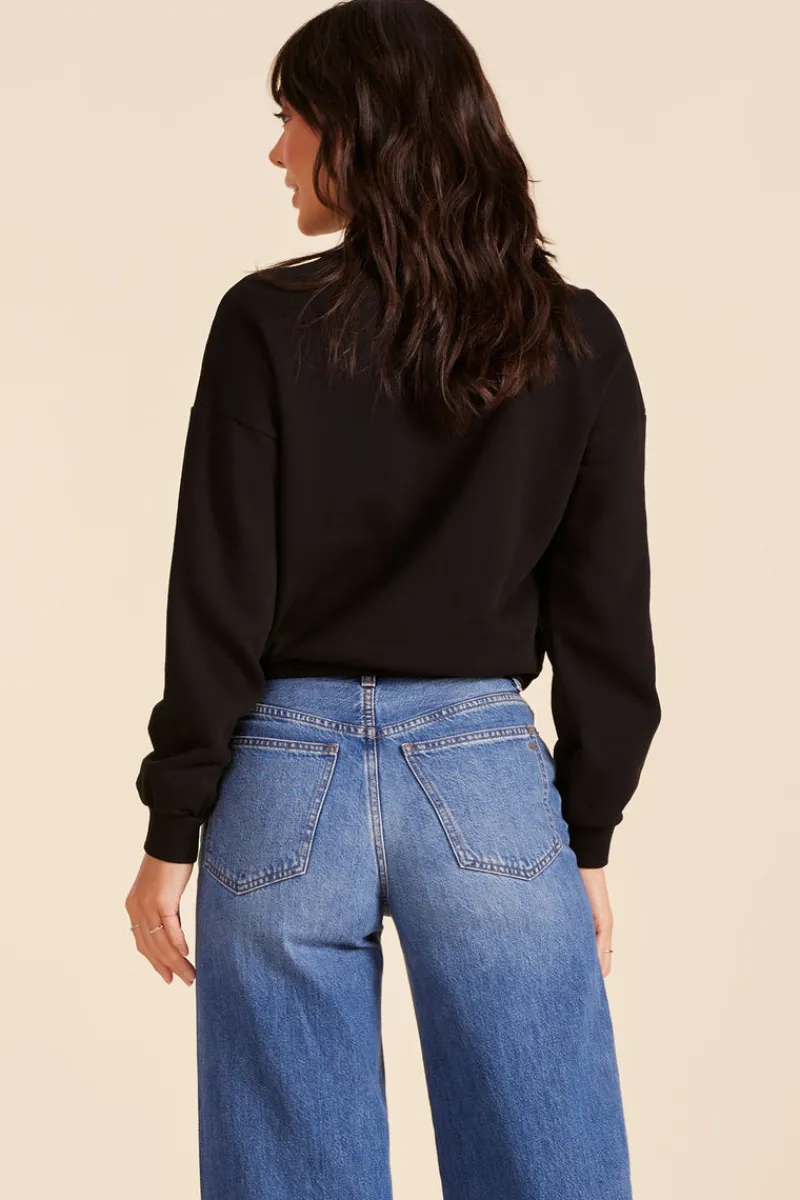 Tops*bobi Los Angeles TURTLENECK BUBBLE HEM SWEATSHIRT BLACK