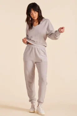 Tops*bobi Los Angeles TURTLENECK BUBBLE HEM SWEATSHIRT PEBBLE