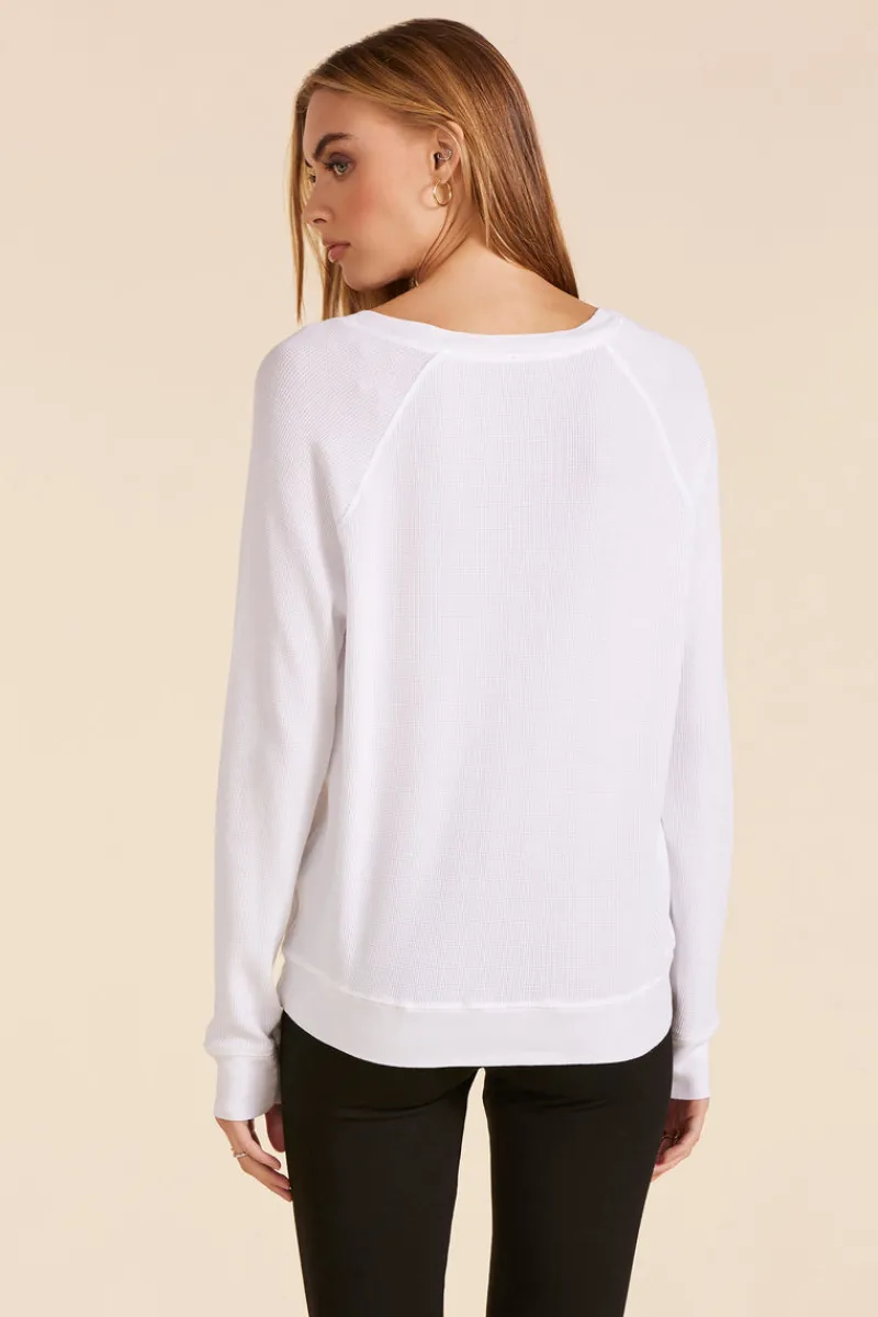 Tops*bobi Los Angeles V-NECK BOYFRIEND LONG SLEEVE TOP WHITE