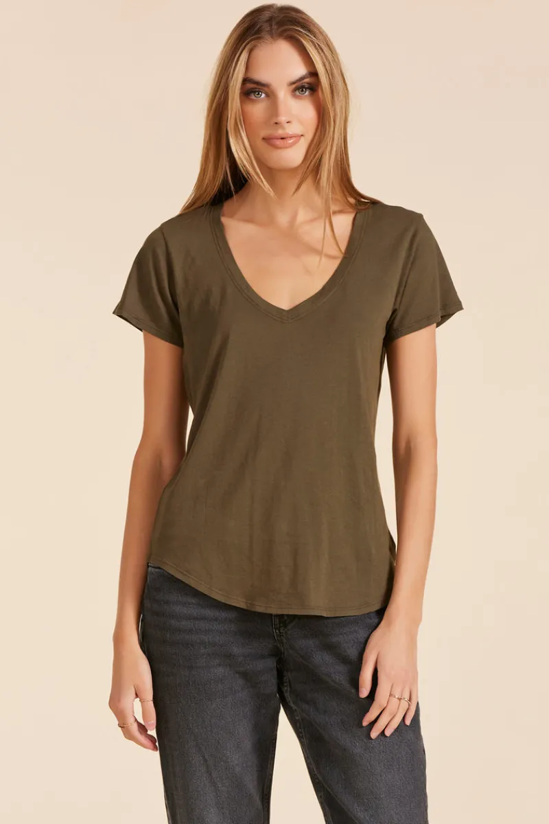 Tops*bobi Los Angeles V-NECK JERSEY TEE TROOPS