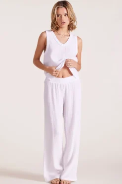 Tanks*bobi Los Angeles V-NECK RAW EDGE TANK WHITE