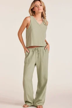 Tanks*bobi Los Angeles V-NECK RAW EDGE TANK JUNIPER