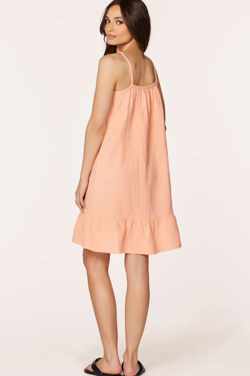 Dresses*bobi Los Angeles V-NECK RUFFLE DRESS CORAL SANDS