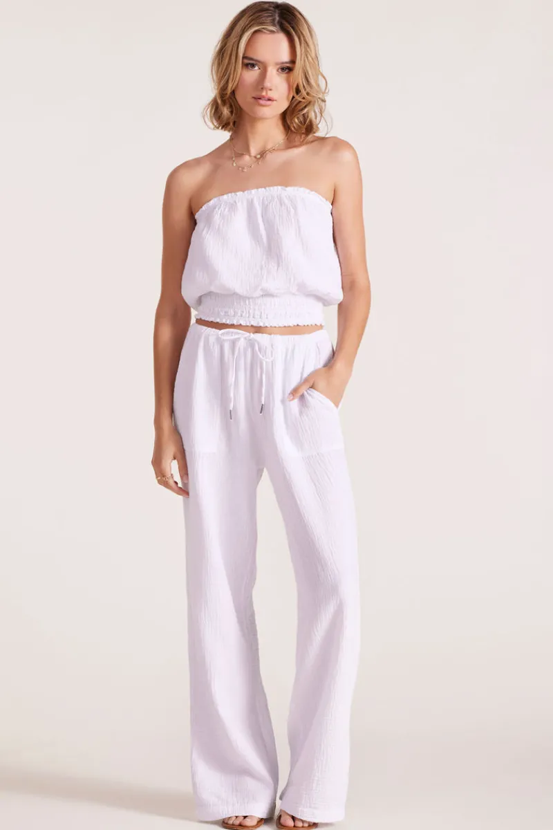 Bottoms*bobi Los Angeles WIDE LEG SMALL WAISTBAND PANT WHITE