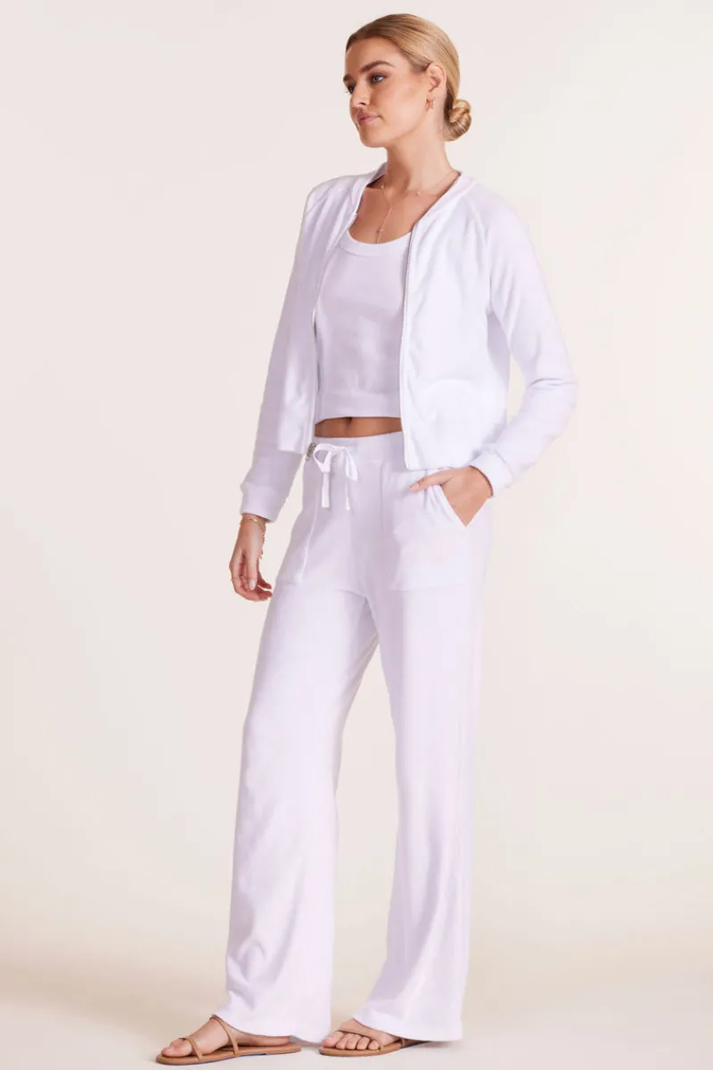 Bottoms*bobi Los Angeles WIDE LEG TERRY PANT WHITE
