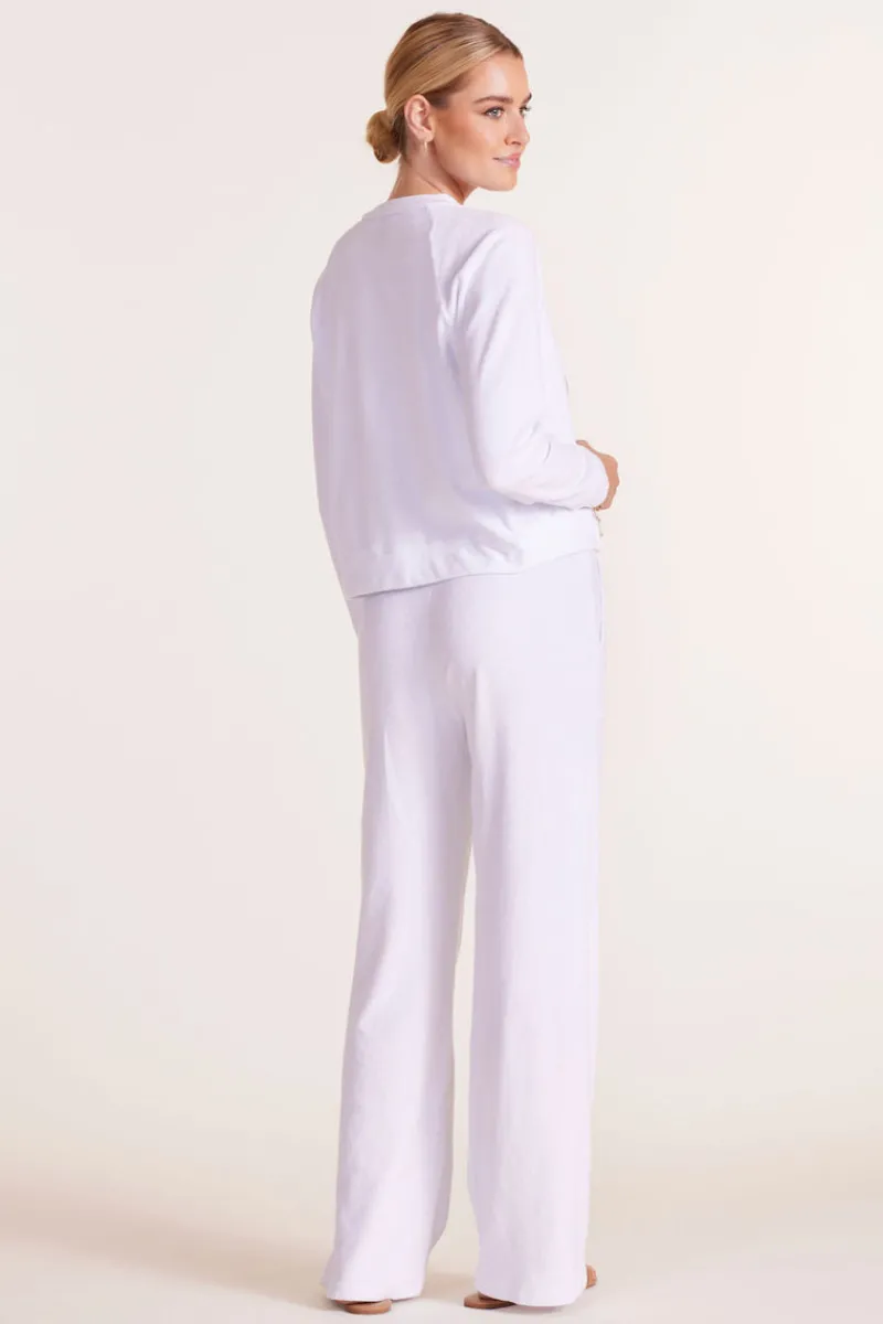 Bottoms*bobi Los Angeles WIDE LEG TERRY PANT WHITE