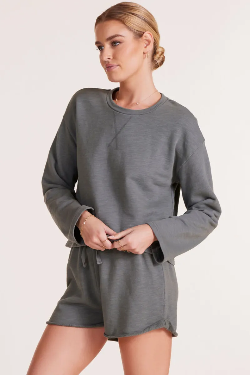 Tops*bobi Los Angeles WIDE SLEEVE BOXY SWEATSHIRT DK SAGE