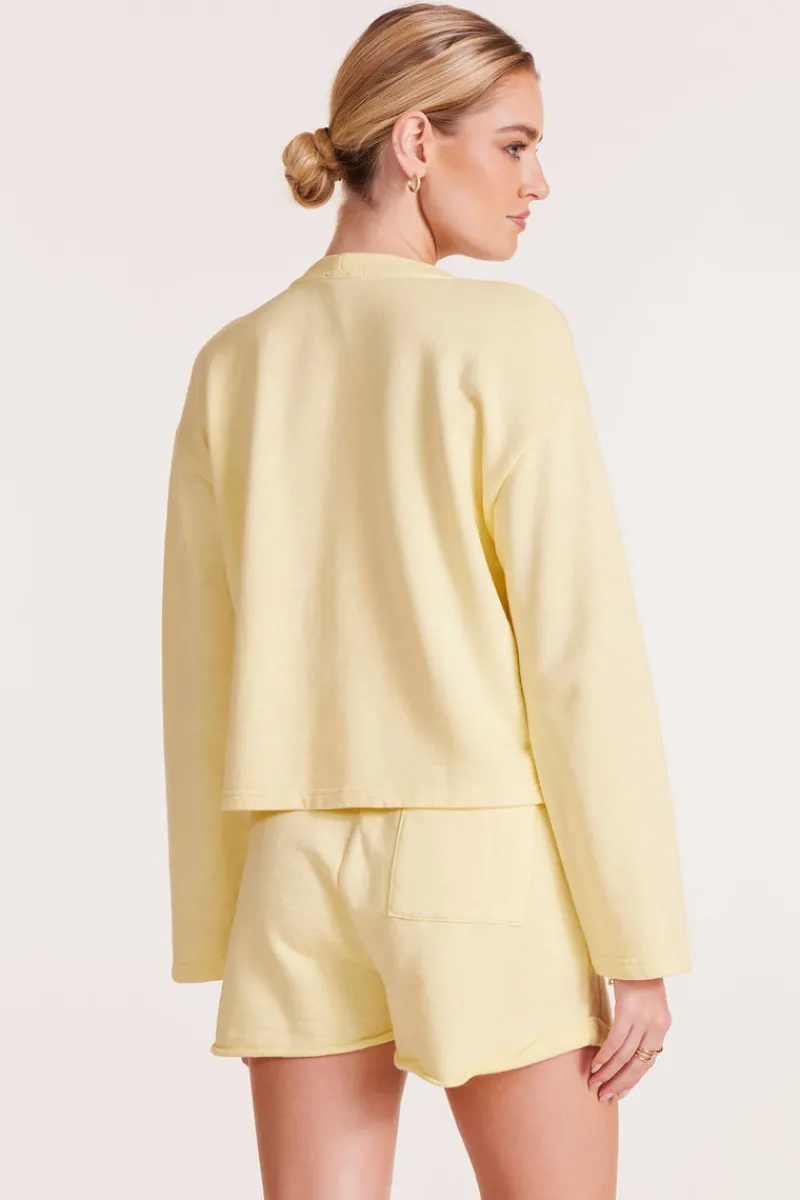 Tops*bobi Los Angeles WIDE SLEEVE BOXY SWEATSHIRT PALE YELLOW